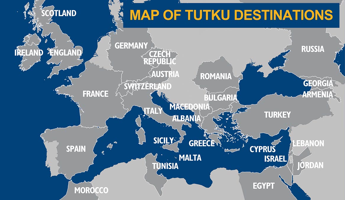 Overview map of Tutku Tours destinations